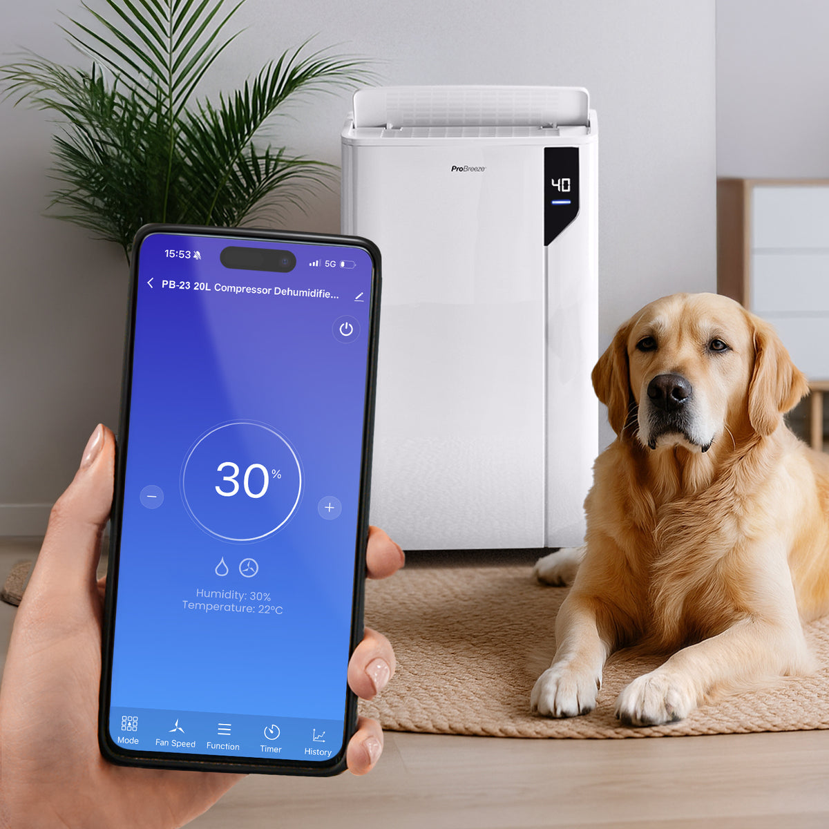 مزيل الرطوبة الفاخر سعة 20 لترًا مع وضع الغسيل الخاص