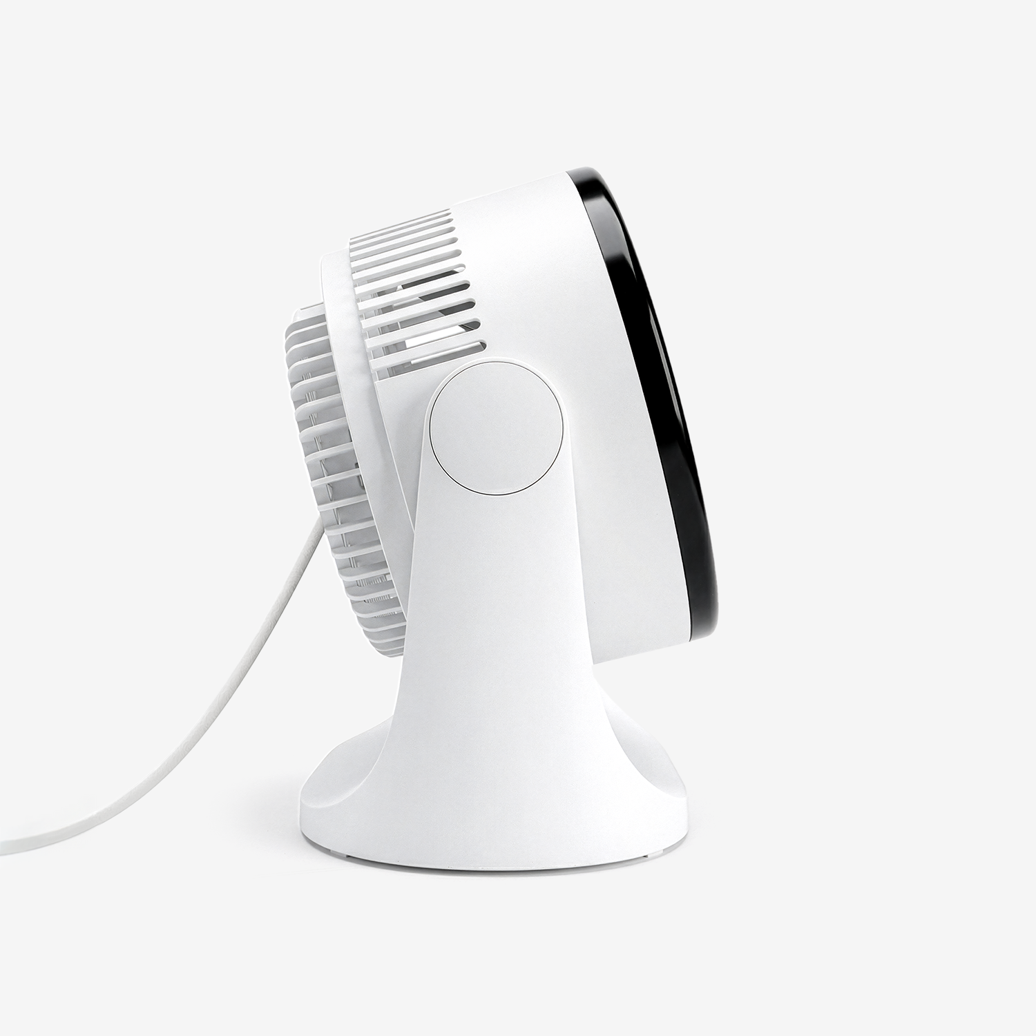 White handheld fan on a white background