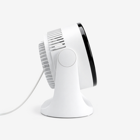 White handheld fan on a white background