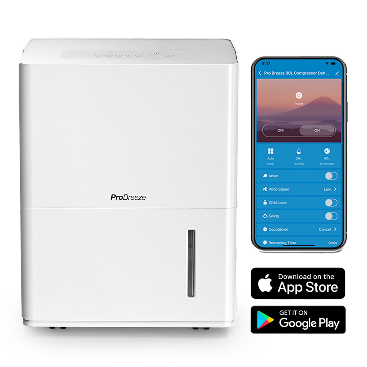 مزيل الرطوبة بسعة 30 لتر مع التحكم الذكي بالتطبيقات