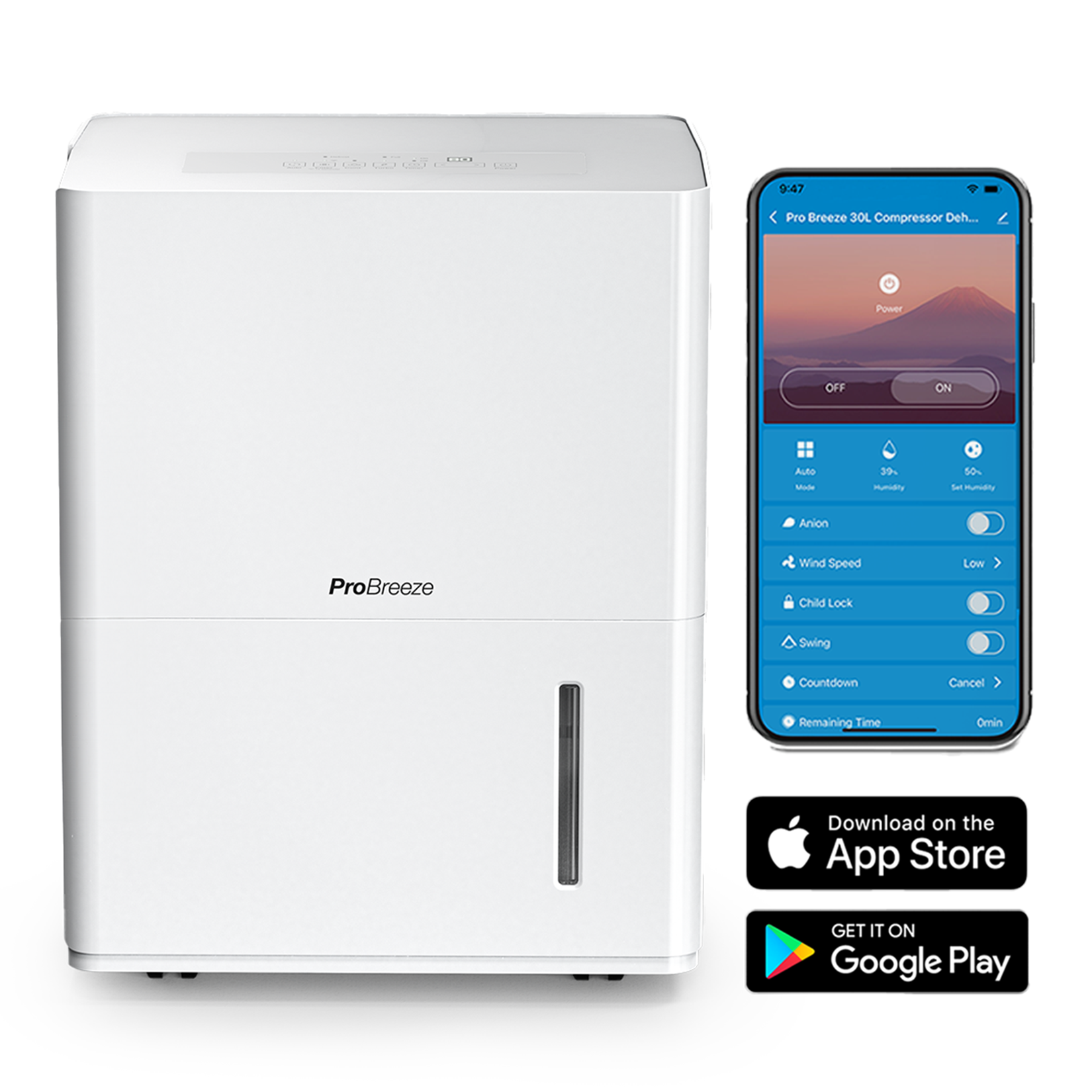 مزيل الرطوبة بسعة 30 لتر مع التحكم الذكي بالتطبيقات