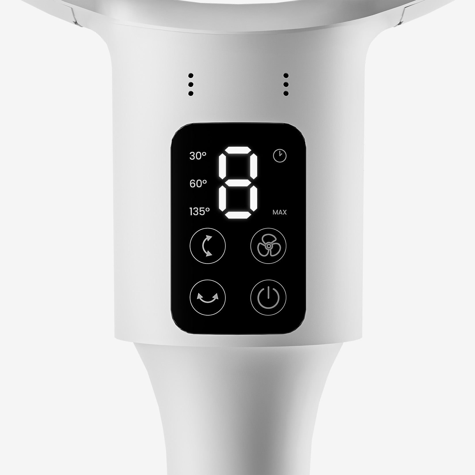 AirFlo™ 43" Smart Hybrid Pedestal Fan - Ultra-Quiet Air Circulator - White/Black