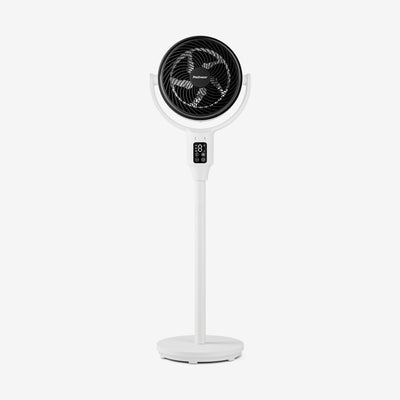 AirFlo™ 43" Hybrid Pedestal Fan - Ultra-Quiet Air Circulator - White/Black