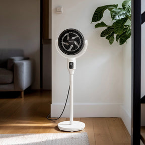 AirFlo™ 43" Hybrid Pedestal Fan - Ultra-Quiet Air Circulator - White/Black